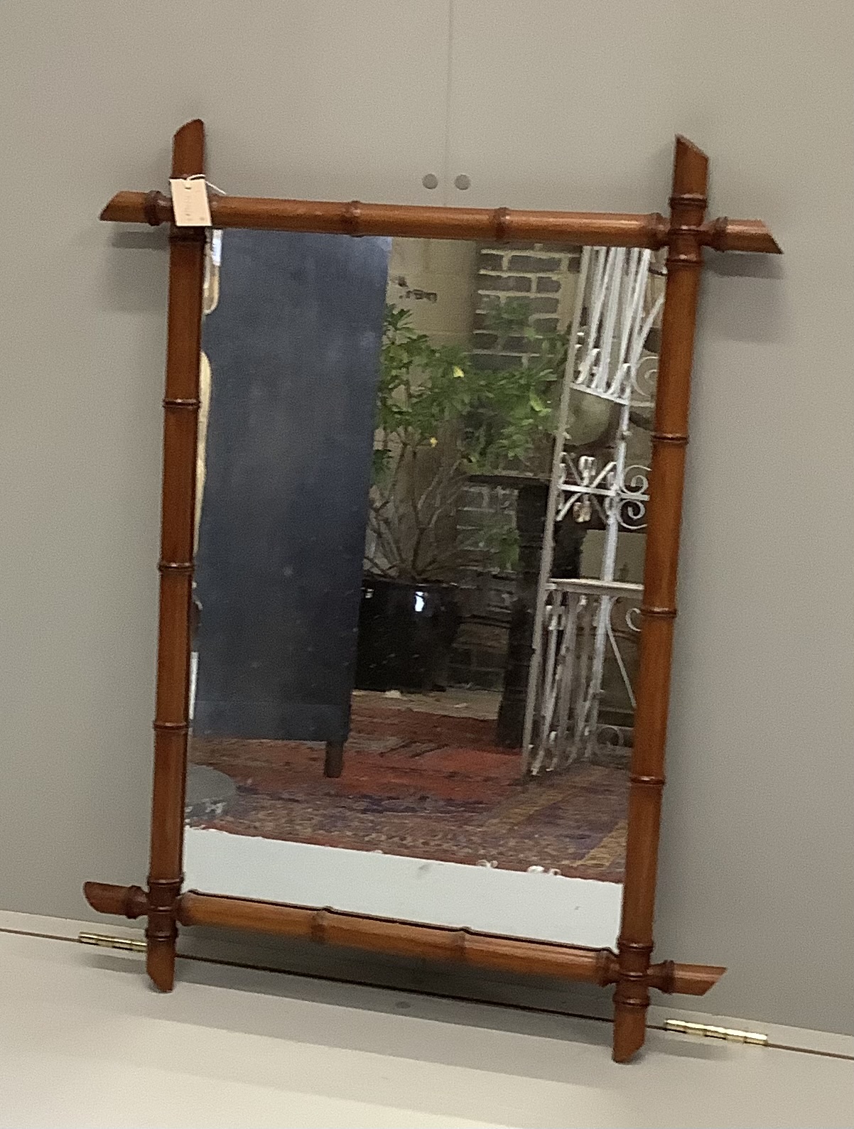 A 19th century French rectangular faux bamboo wall mirror, width 71cm, height 95cm